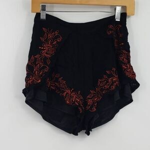 MORRISDAY the label Womens XS Black Orange embroidered hem shorts